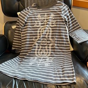 Tea Collection grey striped cotton dress size 8 NWOT
